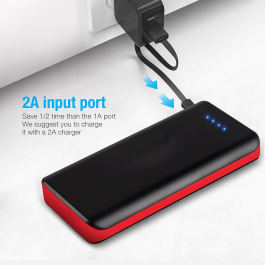 Portable 2nd Gen Deluxe 22400mAh 3 USB Power Bank - Black&Red