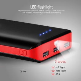 Portable 2nd Gen Deluxe 22400mAh 3 USB Power Bank - Black&Red